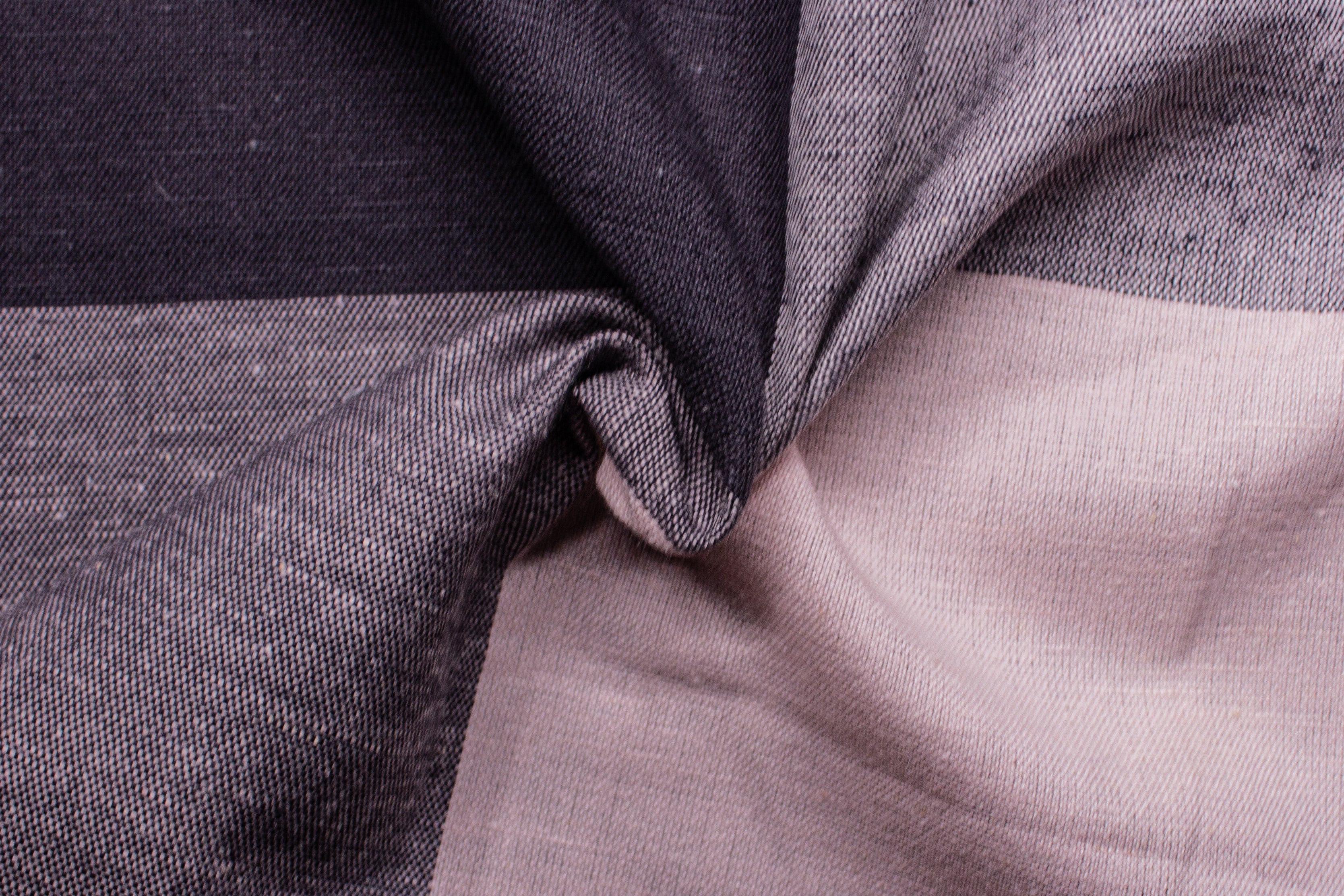 Baby Pink & Grey Big Check Cotton Linen Fabric