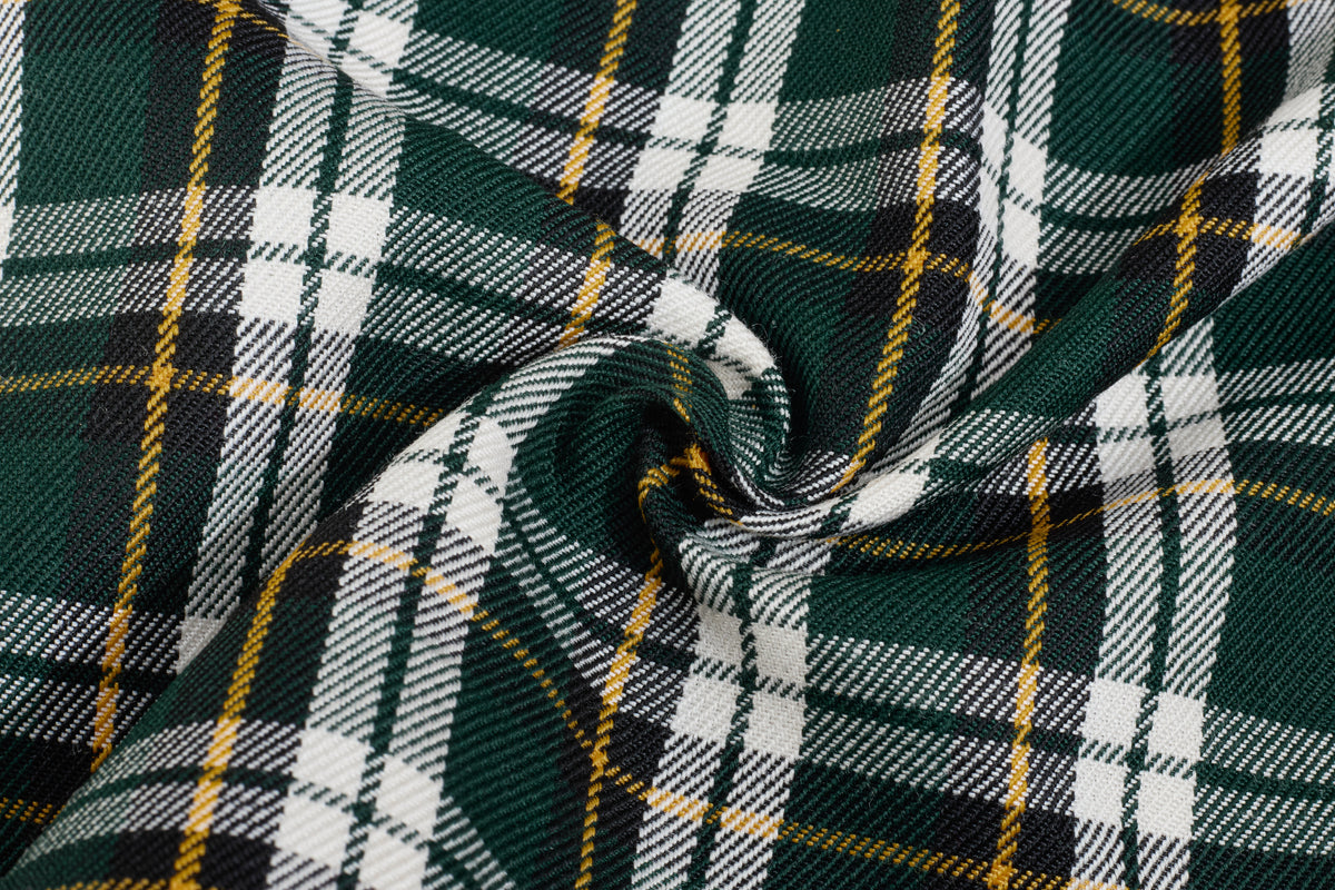 Green Tartan Check Suiting Fabric