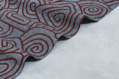 Maroon Aztec Print On Indigo Denim Chambray