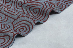 Maroon on Indigo Aztec Print Denim Chambray Fabric