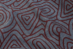 Maroon Aztec Print On Indigo Denim Chambray