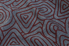 Maroon on Indigo Aztec Print Denim Chambray Fabric