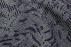 Navy Paisely Print On Indigo Cotton Denim Chambray