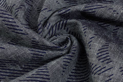 Navy Paisely Print On Indigo Cotton Denim Chambray