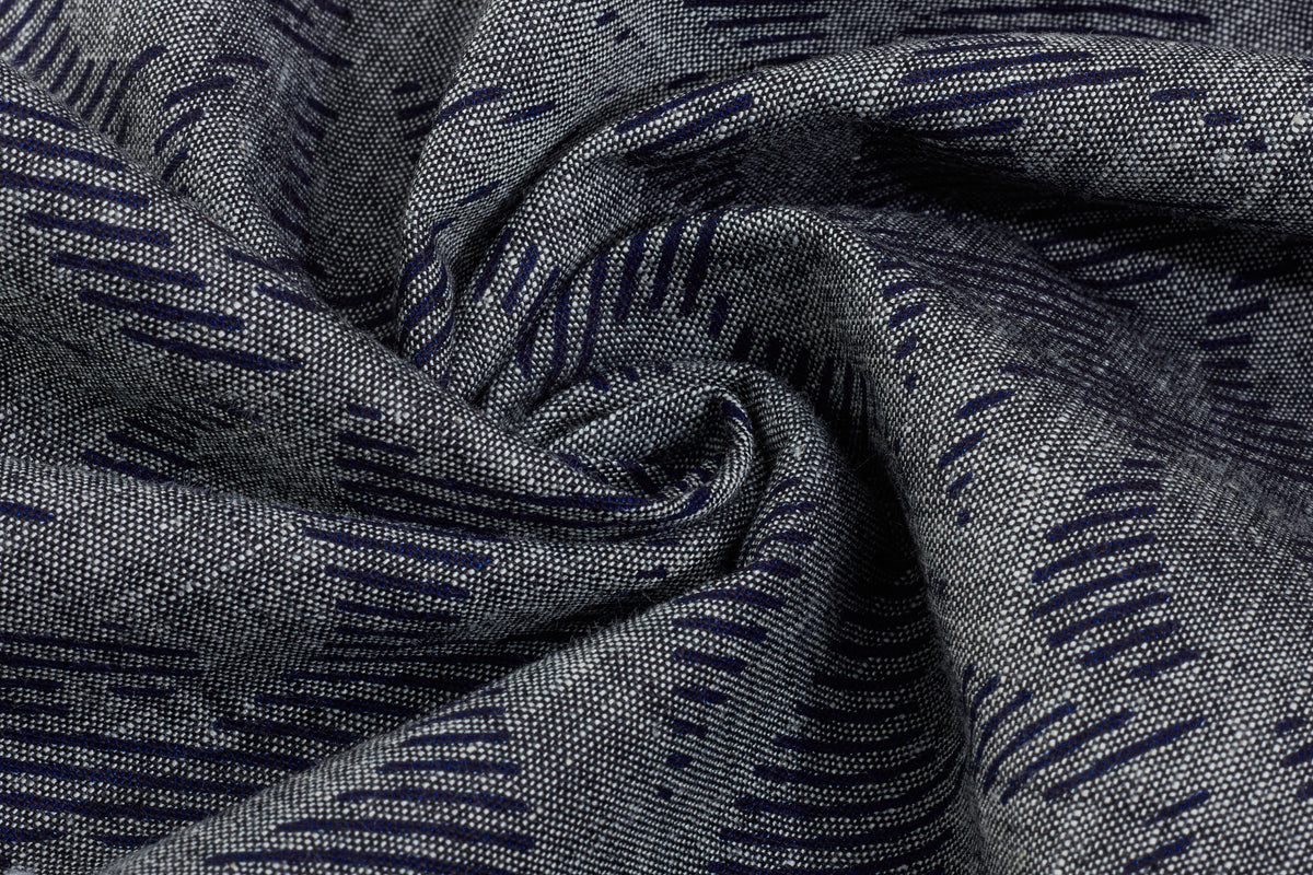 Navy on Indigo Cotton Paisley Print Denim Chambray Fabric
