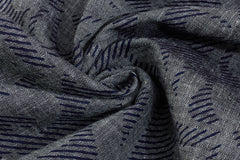 Navy on Indigo Cotton Paisley Print Denim Chambray Fabric