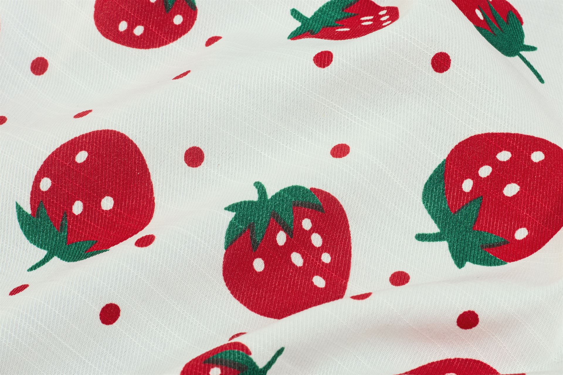 Strawberry Print On Cotton Tencel