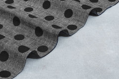 Charcoal Polka On Indigo Cotton Denim Chambray