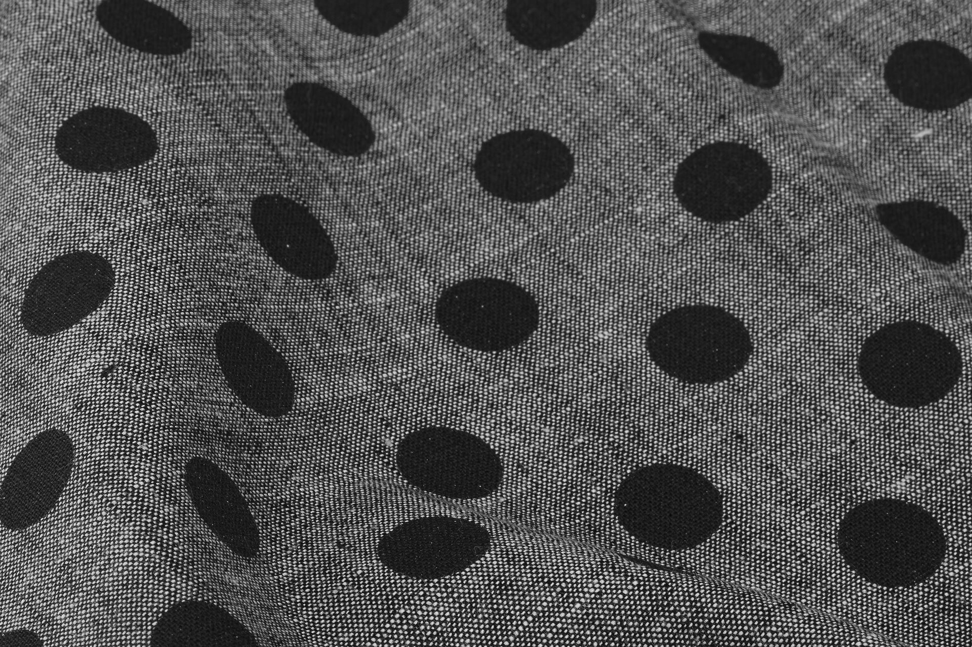 Charcoal Polka On Indigo Cotton Denim Chambray