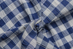 Navy Blue Light Weight Crush Gingham Gingham Check Cotton Fabric