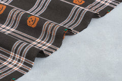 Elephant Grey Halloween Check Jacquard Cotton Fabric