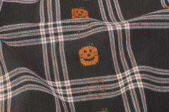 Elephant Grey Halloween Check Jacquard Cotton Fabric
