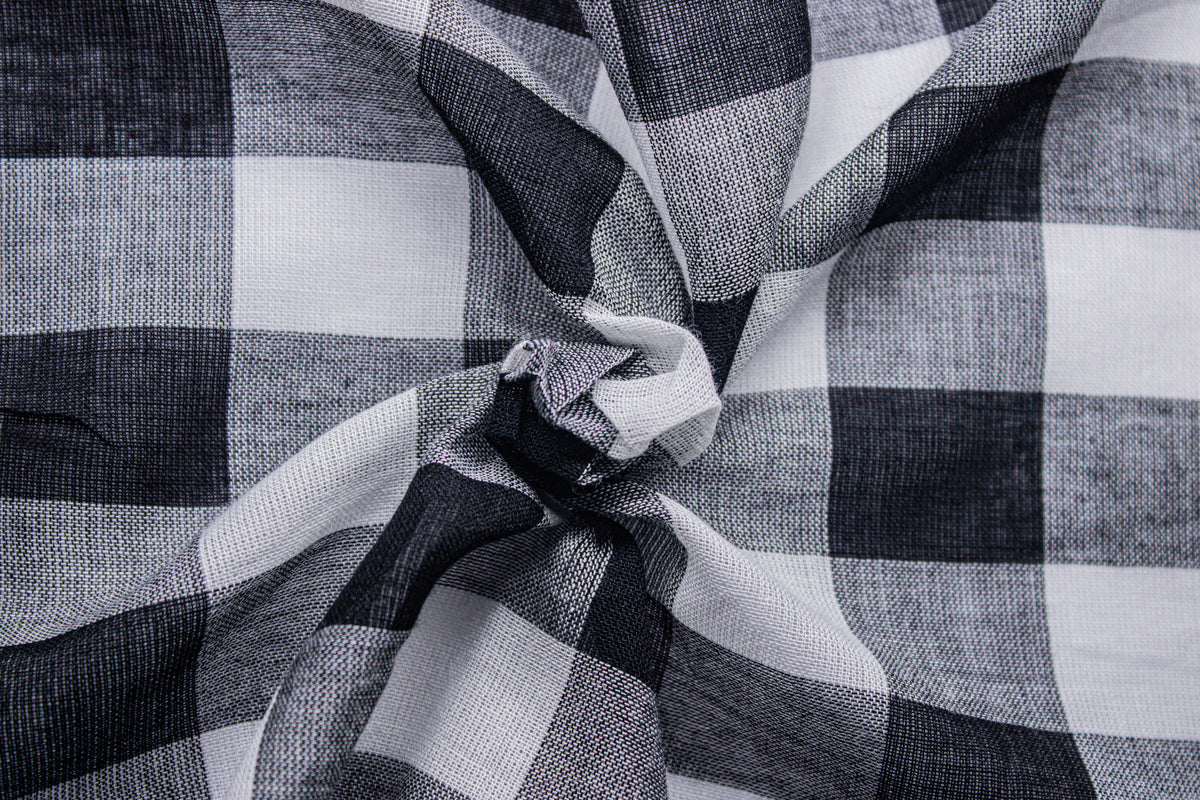 Black & White Voile Tom Tom Check Cotton Fabric