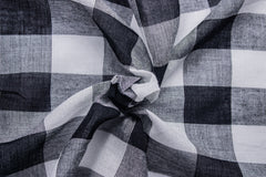 Black & White Voile Tom Tom Check Cotton Fabric