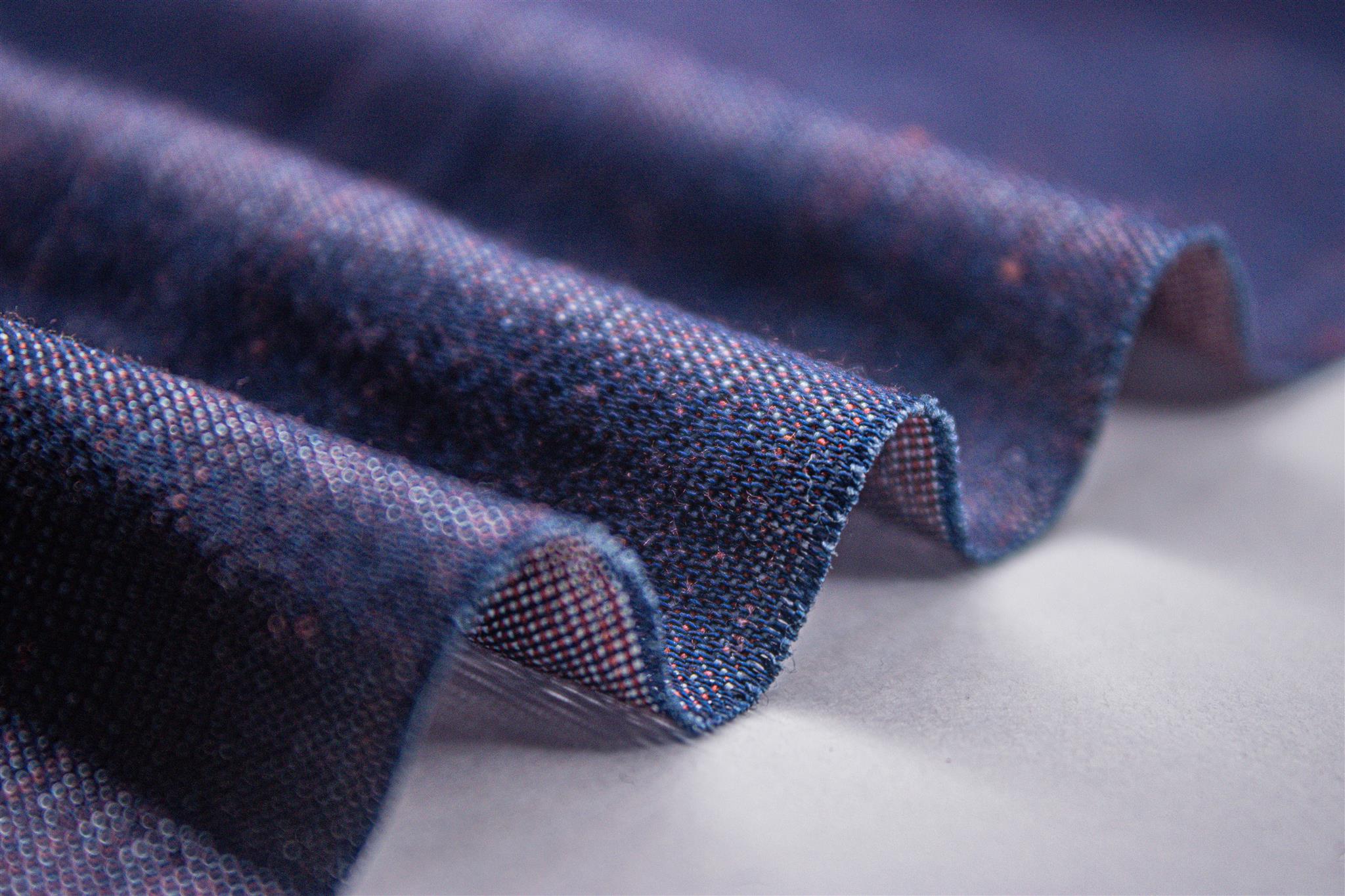Indigo With Maroon Fil-A-Fil Denim Plain