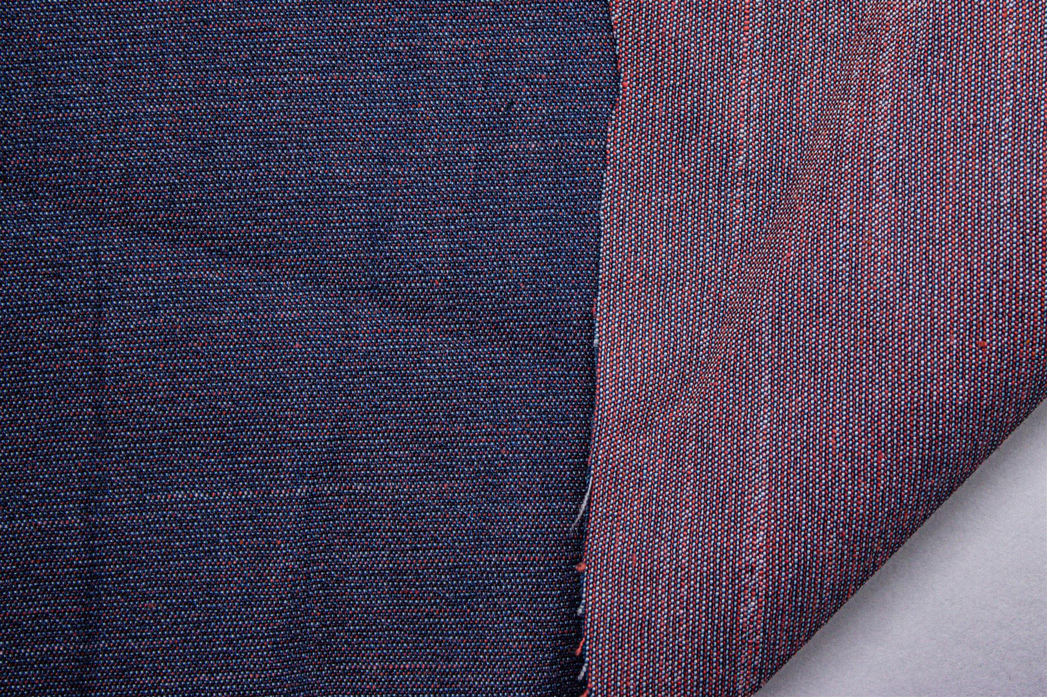 Indigo With Maroon Fil-A-Fil Denim Plain