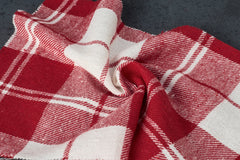 Red & White Twill Check Flannel Fabric