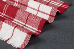 Red & White Twill Check Flannel Fabric