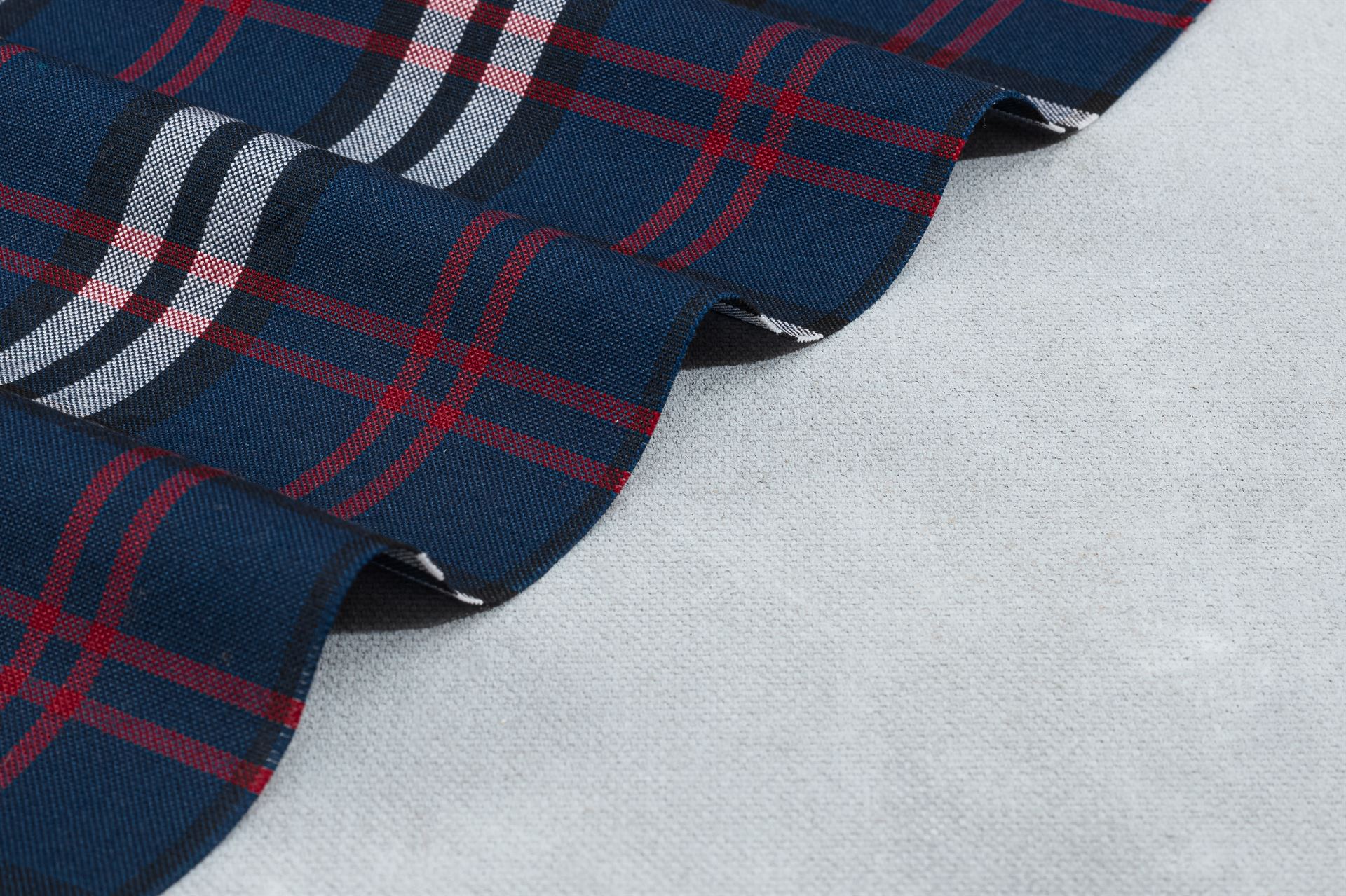 Navy Burberry Check Suiting