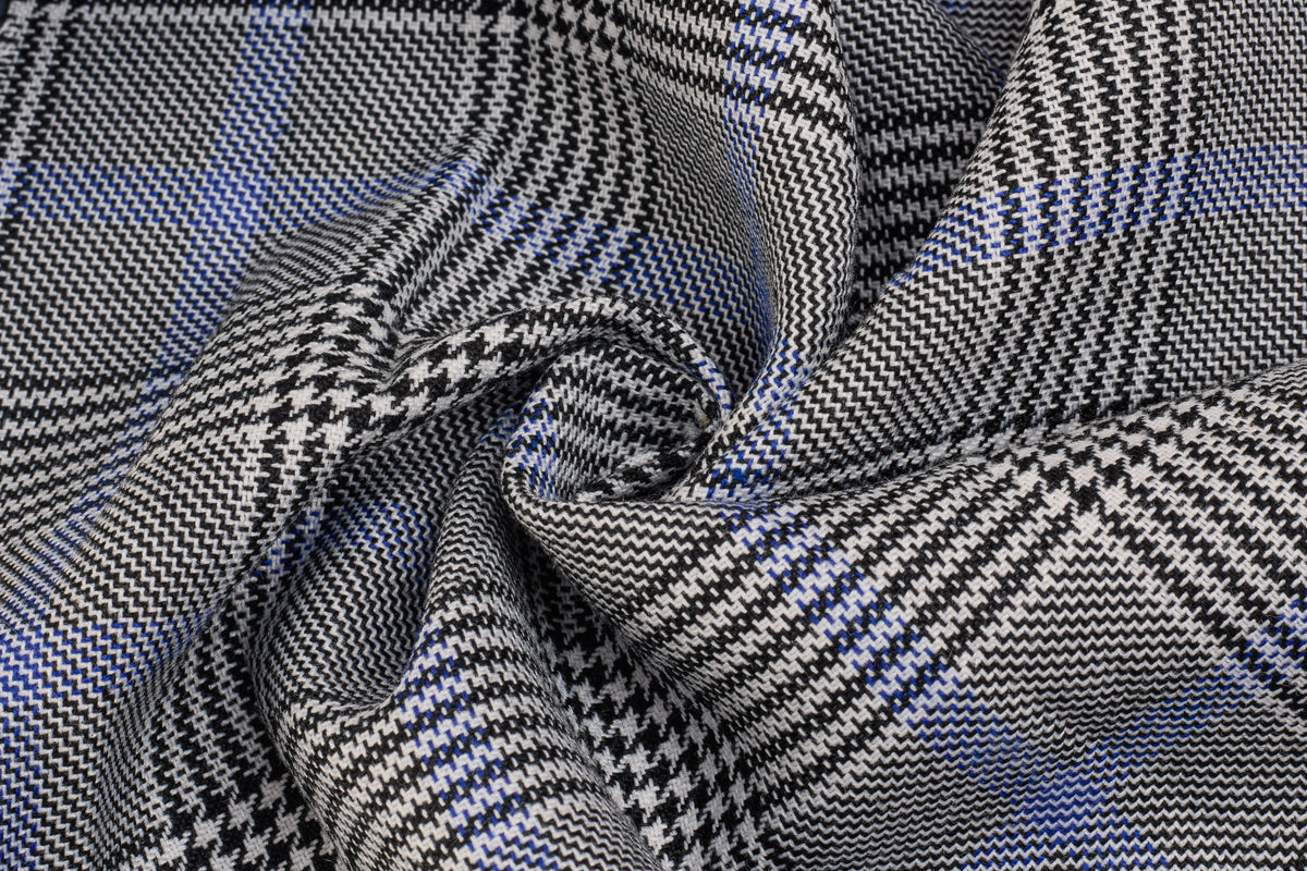 Black & White Scottish Check Suiting Fabric