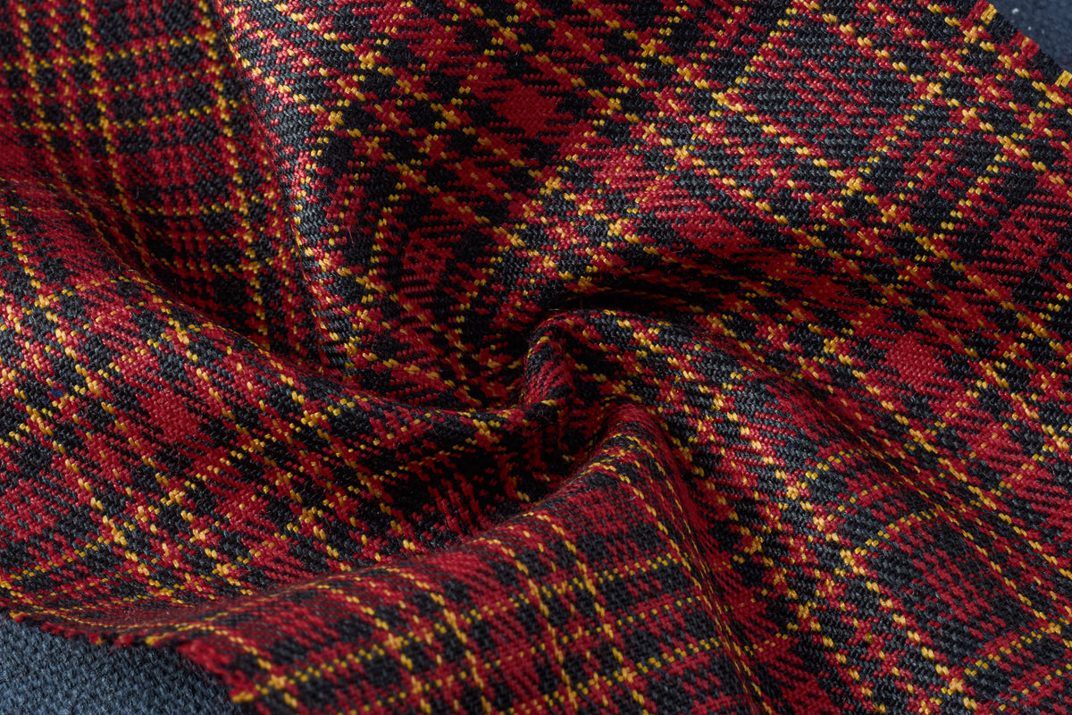 Red & Black Scottish Check Suiting Fabric