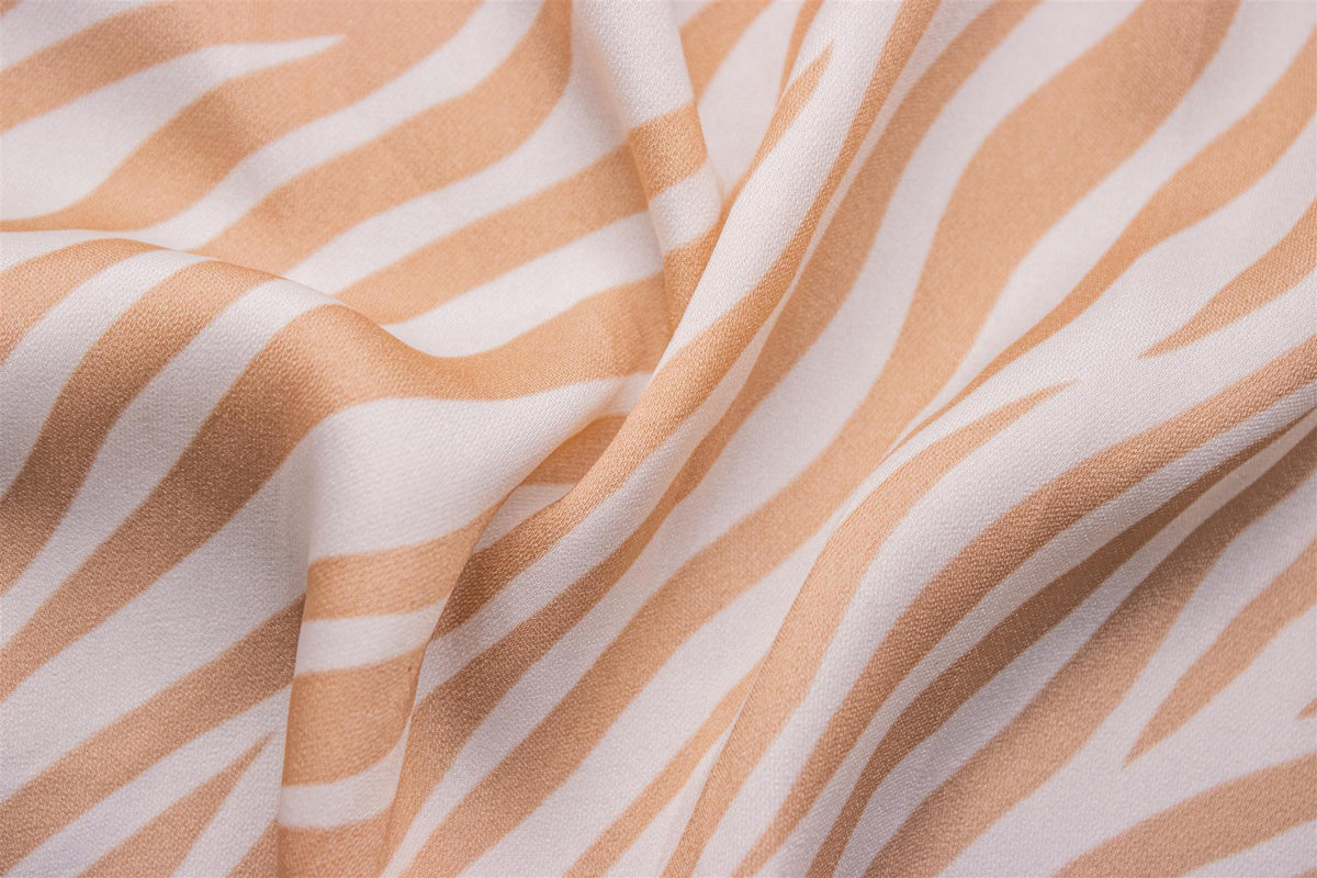Beige & White Poly Viscose Tiger Print