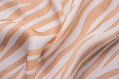 Beige & White Poly Viscose Tiger Print