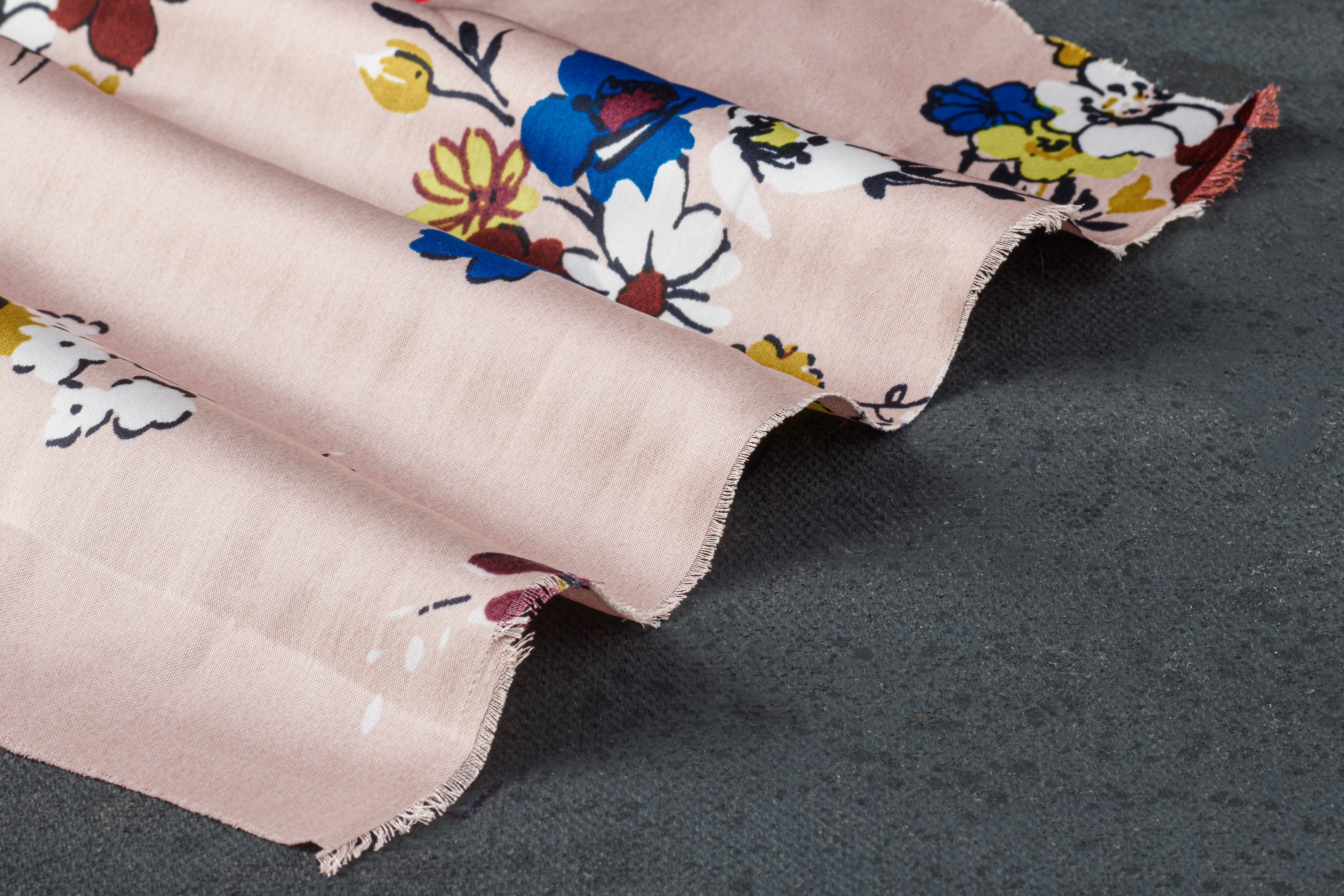 Peachy Pink Poly Satin Floral Print