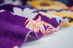 Purple Floral Print Viscose Fabric