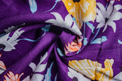 Purple Floral Print Viscose Fabric