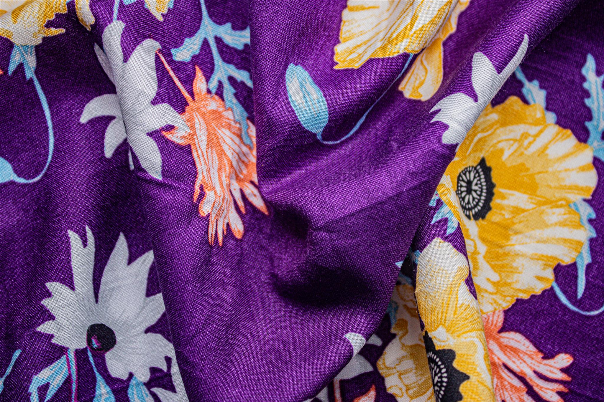 Purple Viscose Floral Print
