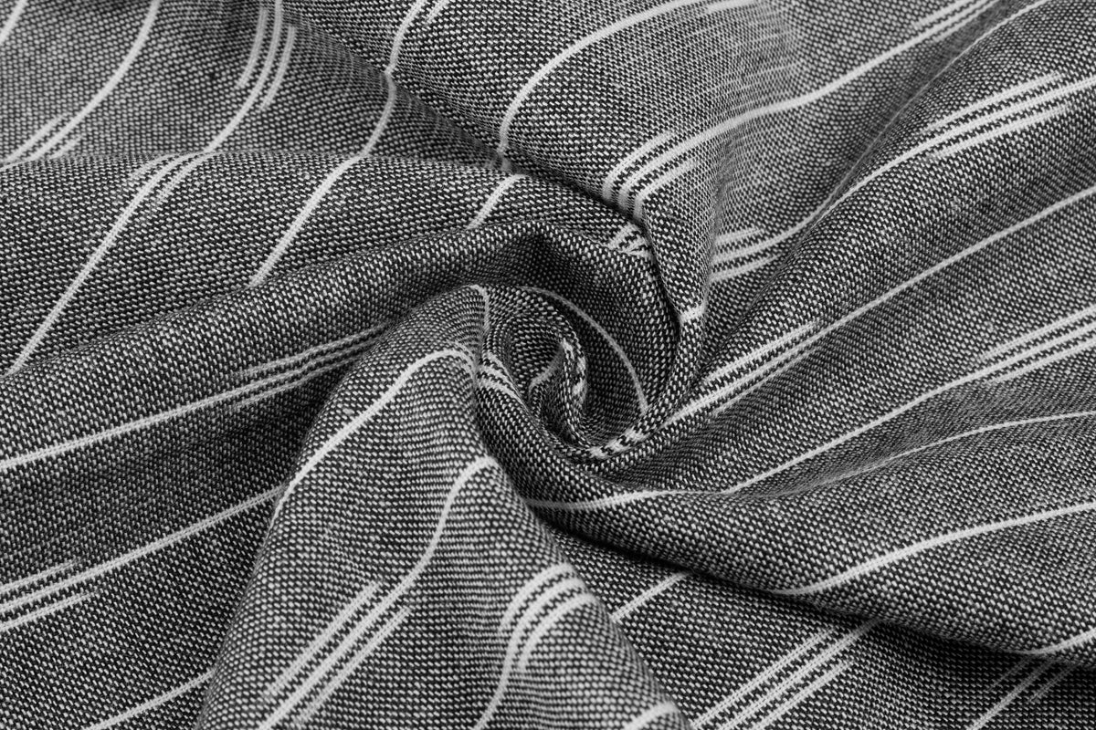 Slaty Grey Handloom Ikat Stripe Cotton Fabric