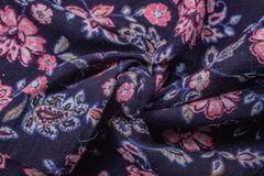 Navy & Pink Double Cloth Print Check Cotton Muslin Fabric