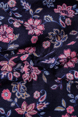 Navy & Pink Double Cloth Print Check Cotton Muslin Fabric