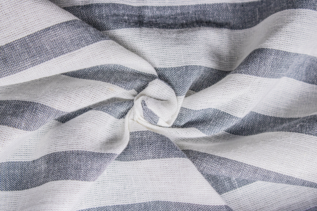 Off White & Black Cambric Candy Stripe Cotton Fabric