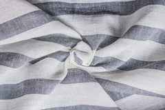 Off White & Black Cambric Candy Stripe Cotton Fabric