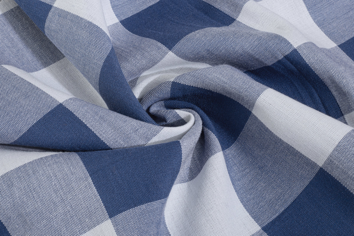 Royal Blue & White Millmade Tom Tom Check Cotton Fabric
