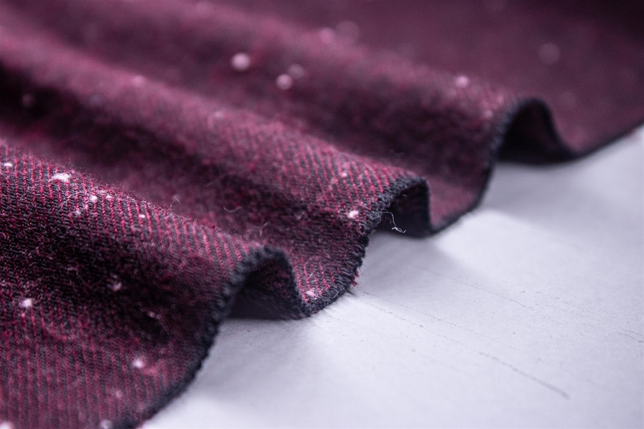 Maroon Yarn Dyed Brushed Twill Neps