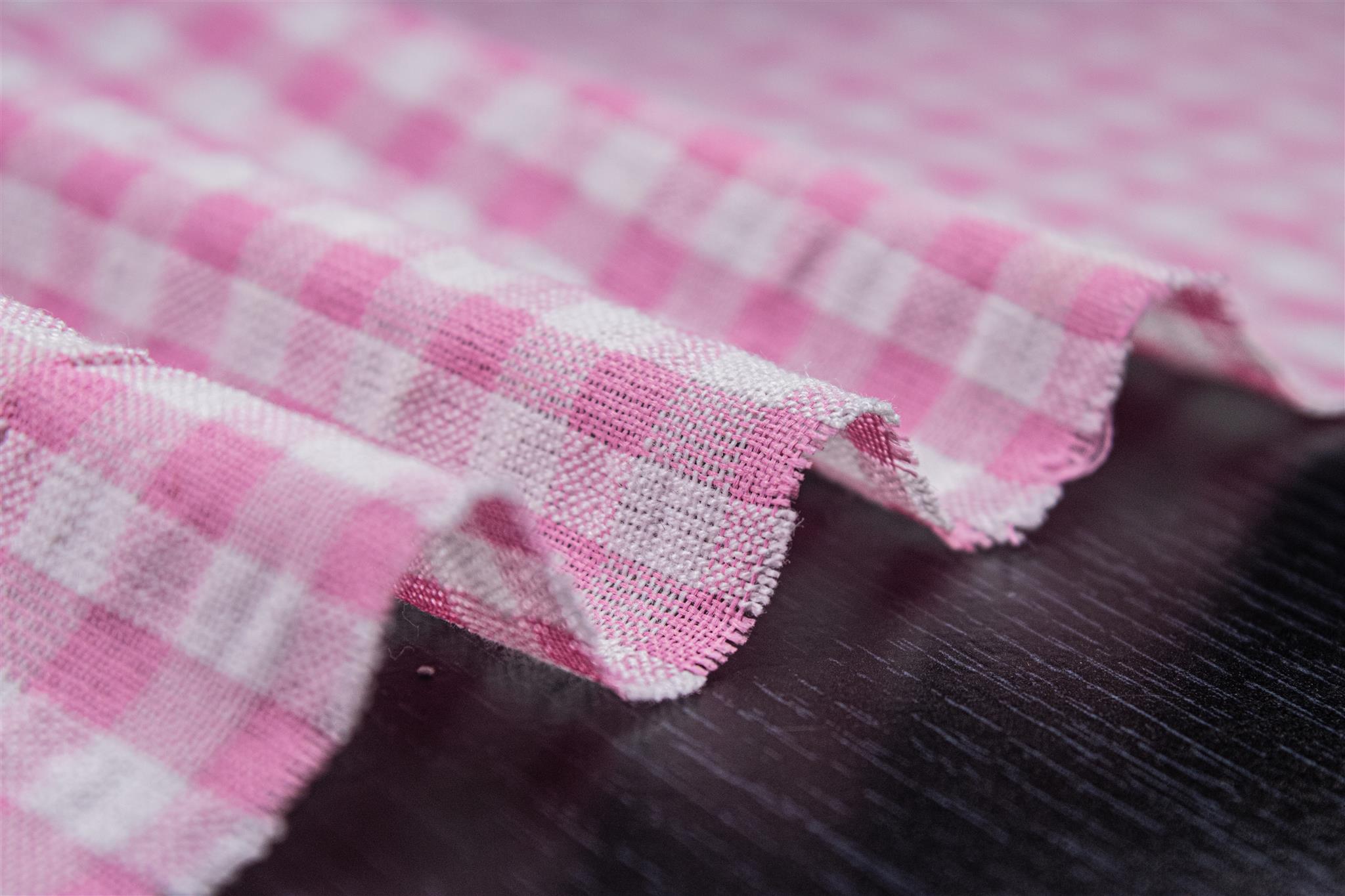 Pink & White Recycled Yarn SeerSucker Gingham Check