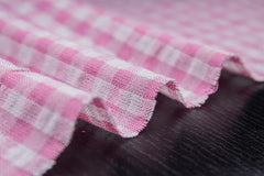 Pink & White Recycled Yarn SeerSucker Gingham Check