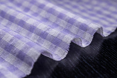 Lilac & White Recycled Yarn SeerSucker Gingham Check