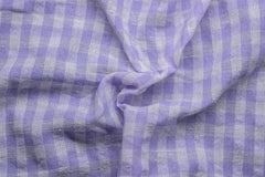 Lilac & White Recycled Yarn SeerSucker Gingham Check