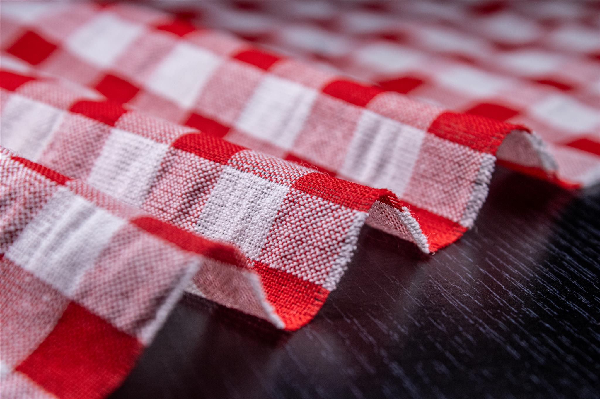 Red & White Recycled Yarn SeerSucker Gingham Check