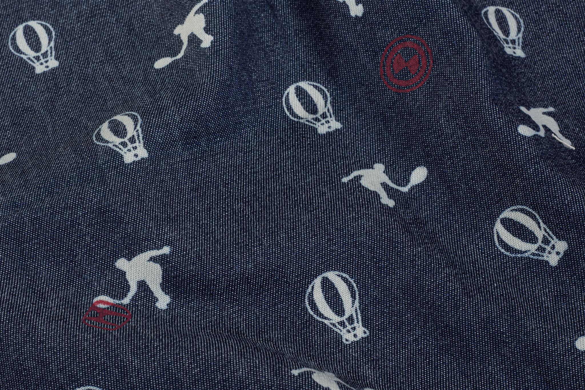 Cotton Silky Denim Discharge Sports Print