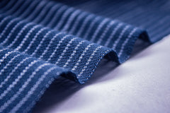 Navy & White Horizontal Pin Stripe Cotton Fabric