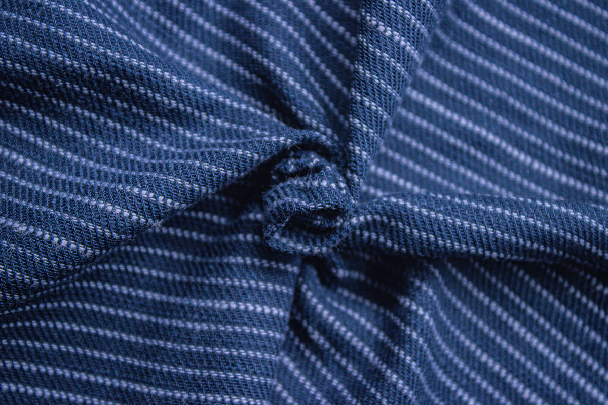 Navy & White Horizontal Pin Stripe Cotton Fabric