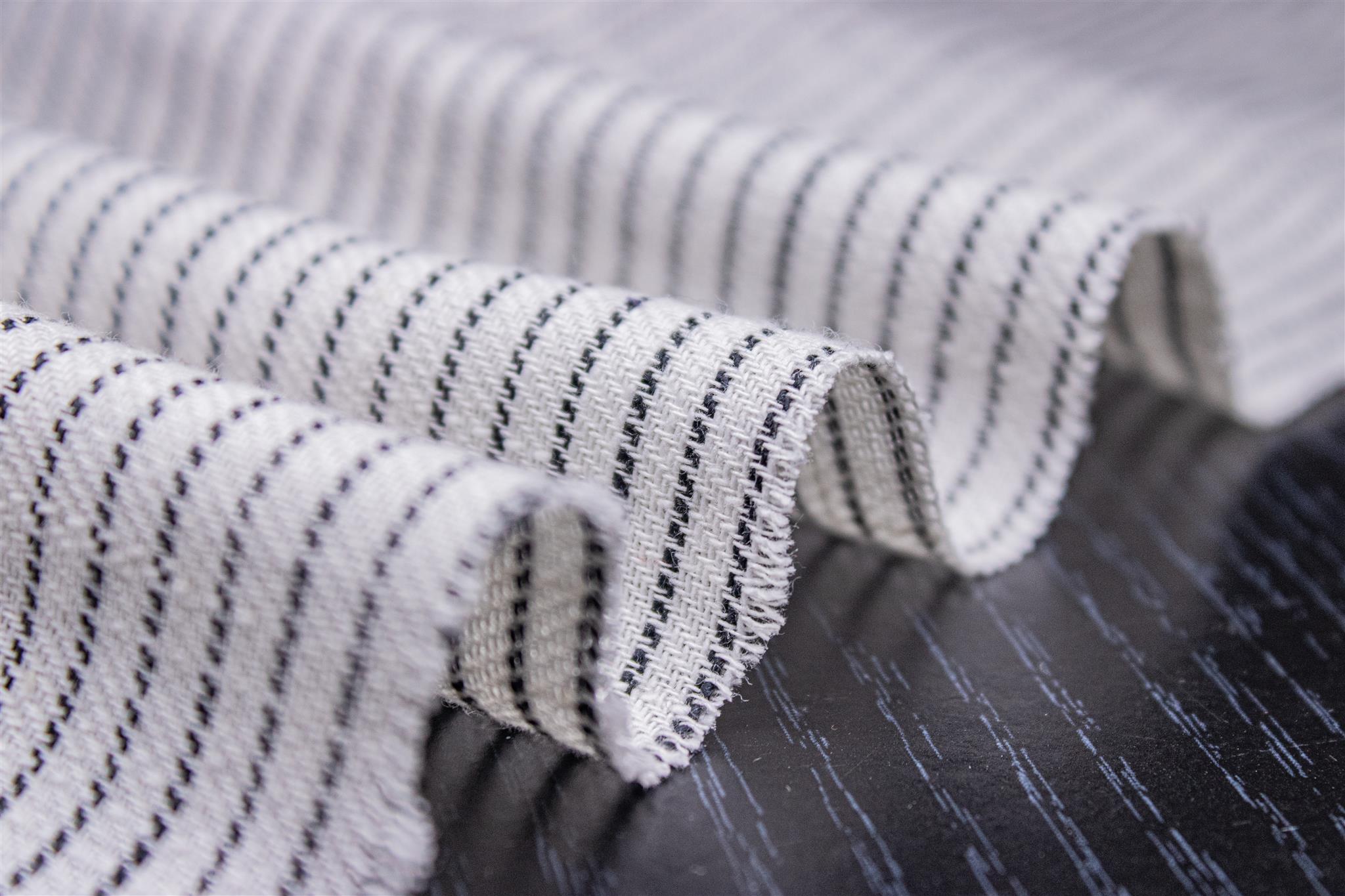 White Black Cotton Horizontal Pin Stripe