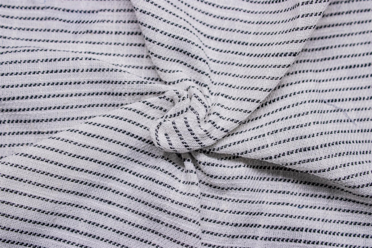 White Black Cotton Horizontal Pin Stripe