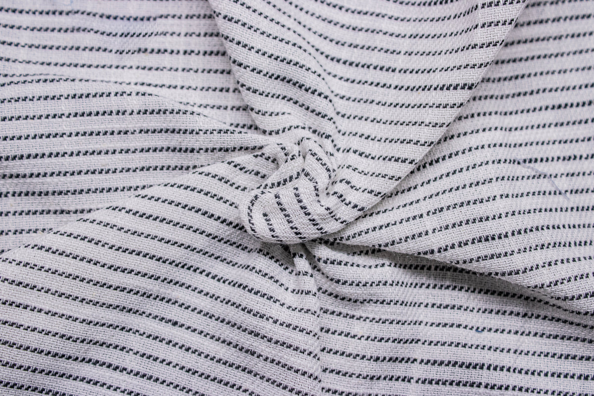 White & Black Horizontal Pin Stripe Cotton Fabric