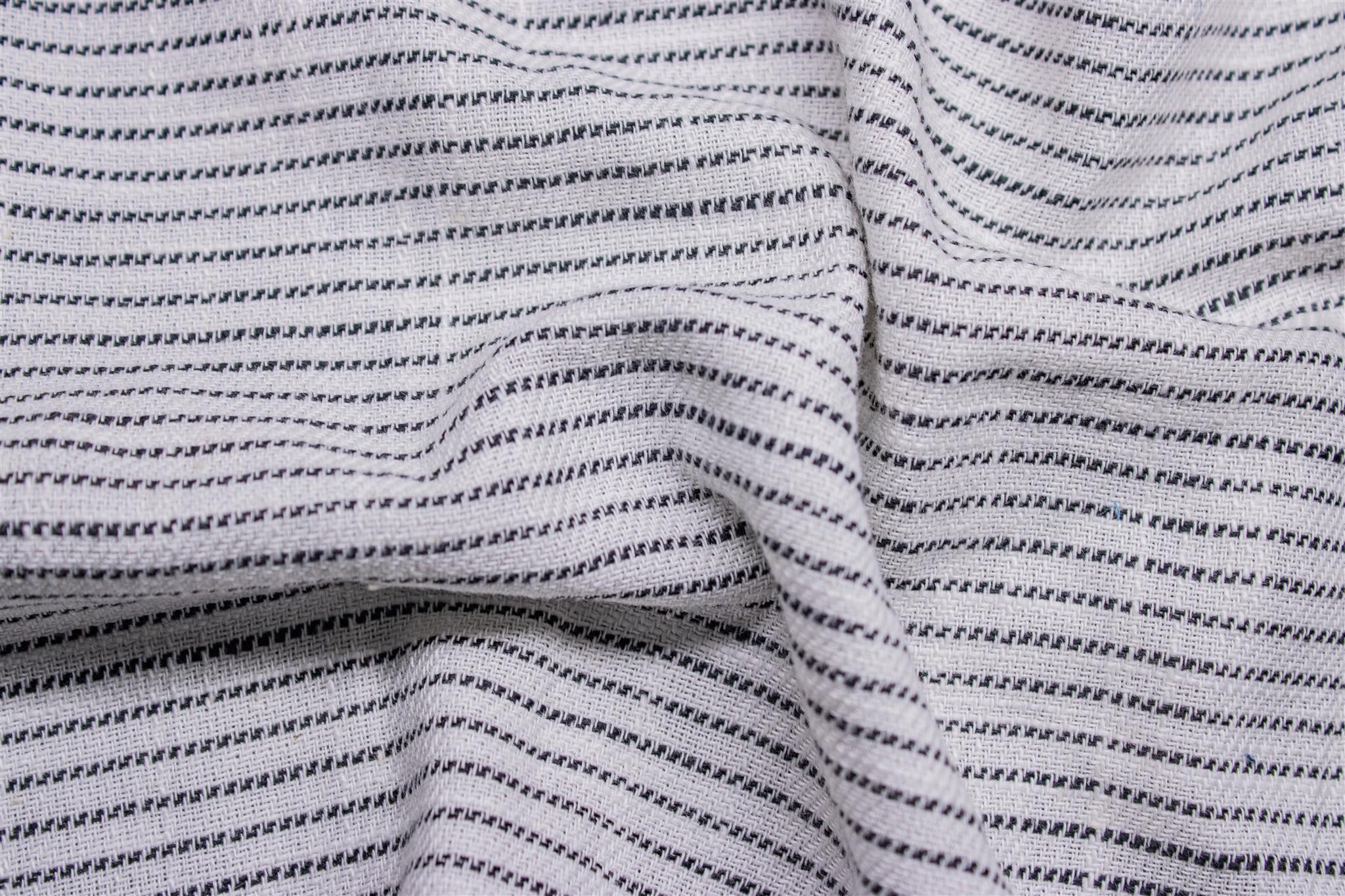 White Black Cotton Horizontal Pin Stripe